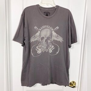 Y2K Chaser “Nashvillain” Skull Graphic Tee Gray XL USA Made